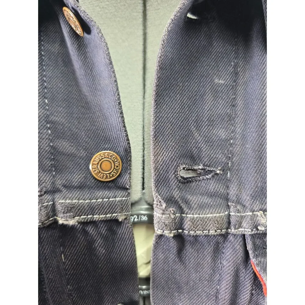 Custom Distressed Jean 90s Grunge‎ Patchwork Painted Denim Levis Trucker Jacket - Picture 15 of 15